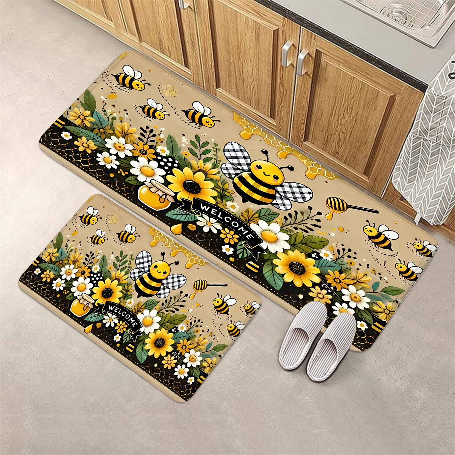 Commercial Kitchen Door - Bee Flower Kitchen Long Carpet Restaurant