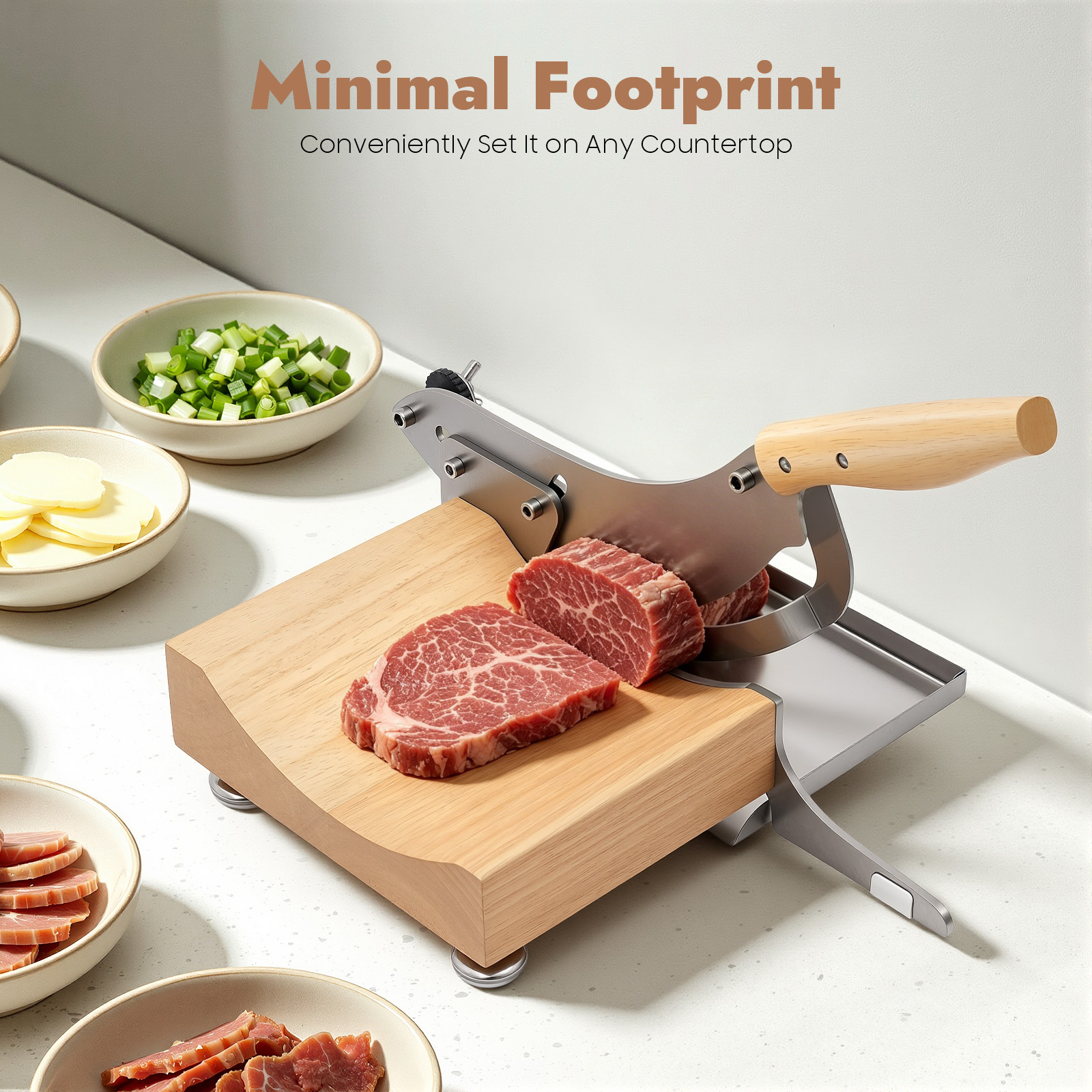 Meat Slicer Machine - Stainless Steel Manual Meat & Herb