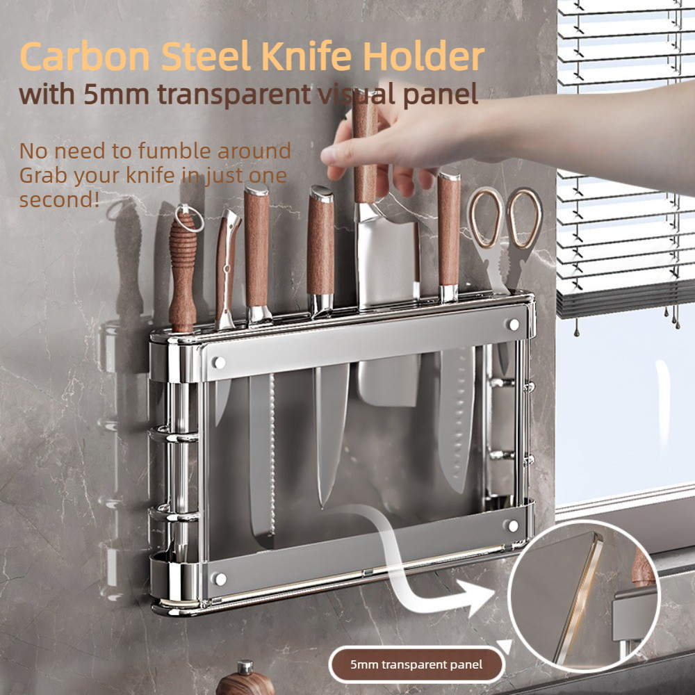 Commercial Kitchen Knife Holder - Carbon Steel Nail-Free Knife Holder Wall
