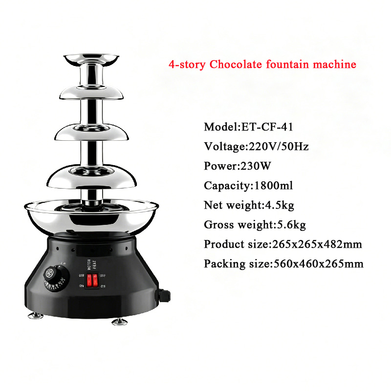 Chocolate Fountain Commercial - Stainless Steel Chocolate Fountain Machine 4-layer