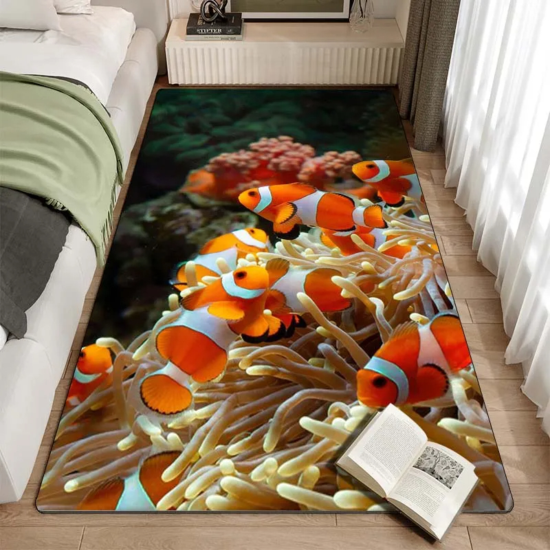 Commercial Kitchen Door - Clownfish Pattern Area Rug Ocean Fish