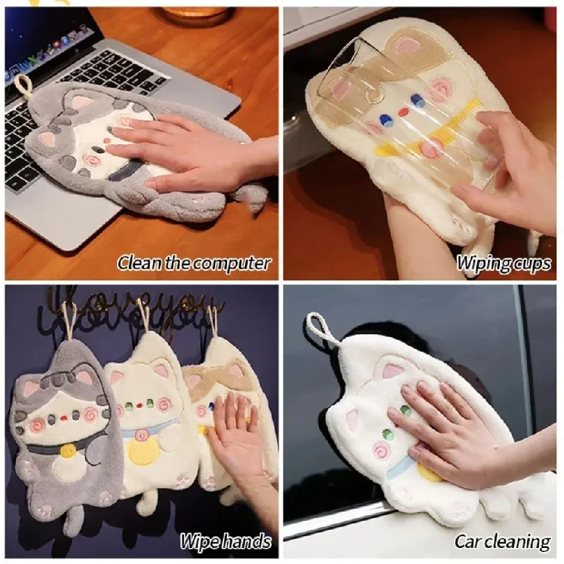 Cute Cat Hand Towel Quick Dryi - Commercial Kitchen Items 리뷰 및 가격