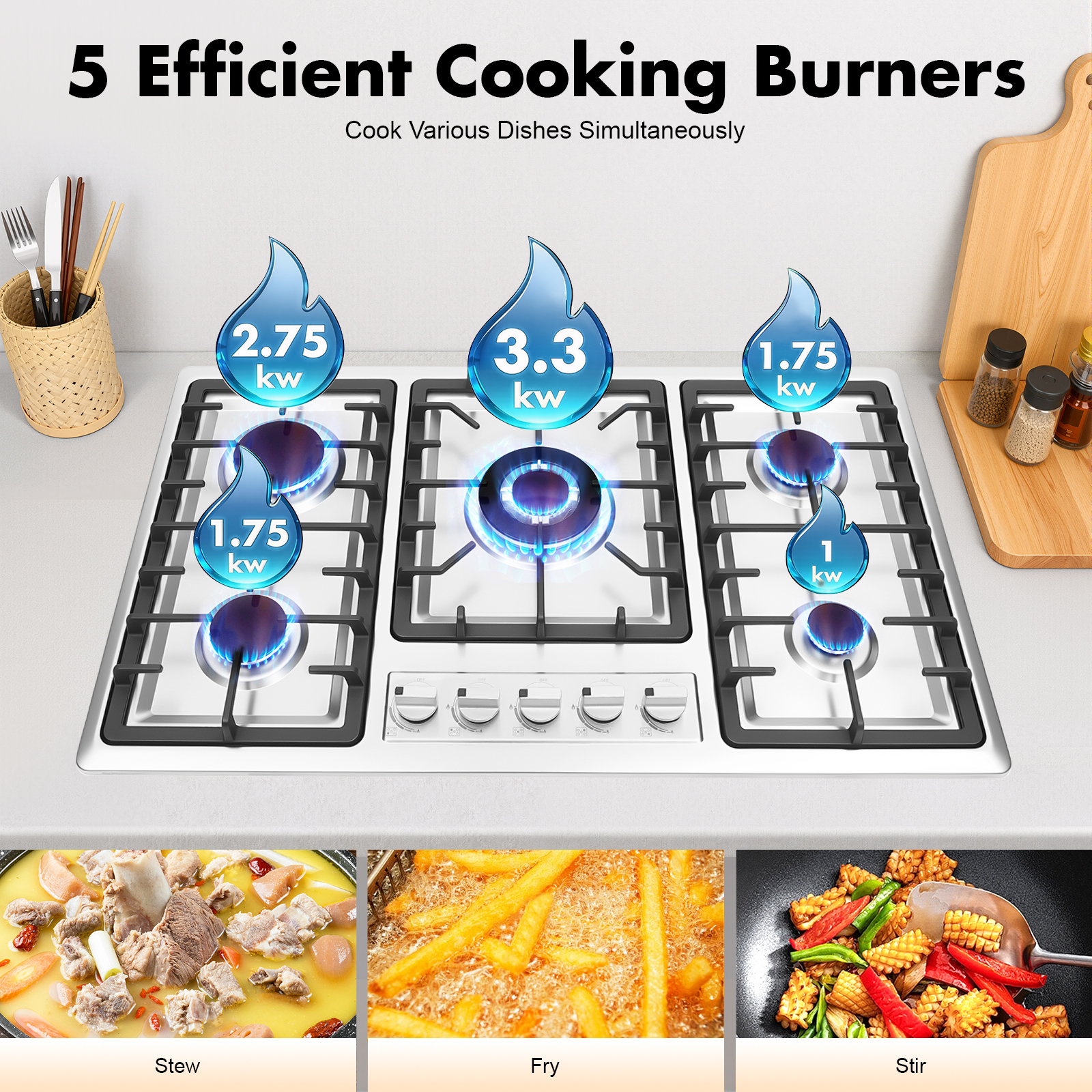 5 Burner Stainless Steel Gas S - Commercial Kitchen Stove 리뷰 및 가격