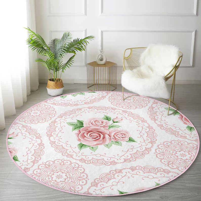 Round Rose CarpetNon-Slip Pink - Commercial Kitchen Door 리뷰 및 가격